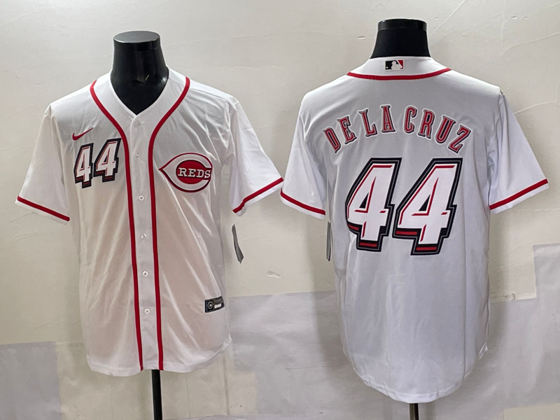 Men's Cincinnati Reds Elly De La Cruz #44 White 2025 MLB Speedway Classic Home Jersey